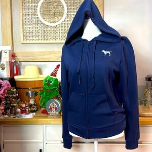 Pink Hoodie Blue and Silver Graphic Dog NWT